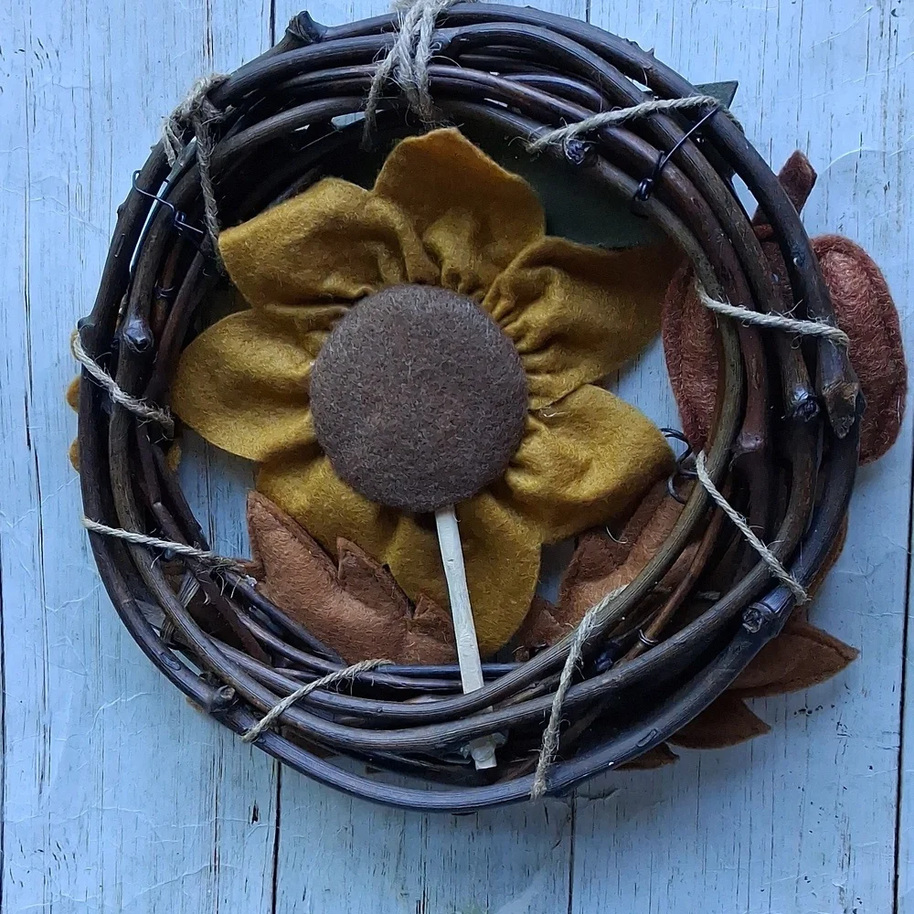 Fall leaves Sunflower Autumn Thanksgiving Wreath